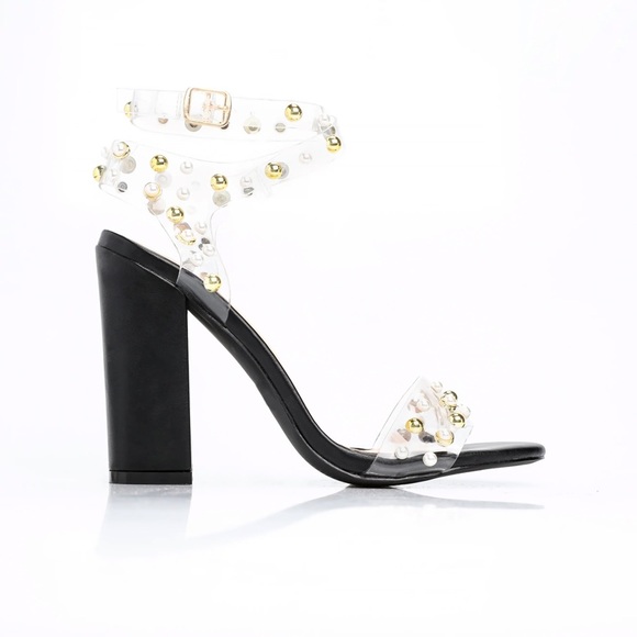 Fashion Nova Shoes - Fashion Nova Clear Black Studded Heels